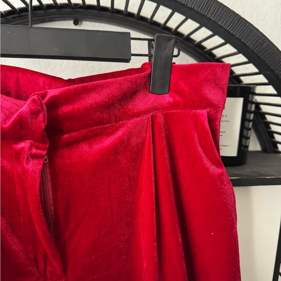 Urban Renewal Red Velvet Wide Leg Pants - Picture 3 of 3